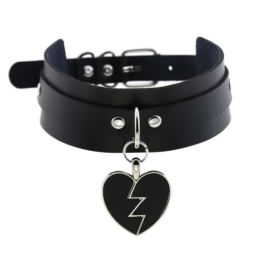 Black Broken Heart Choker